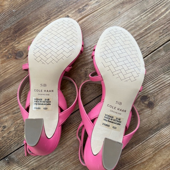 Cole Haan Leather Addie Strappy Sandals Women’s 5.5 Pink Cushion Comfortable NEW - Picture 8 of 9